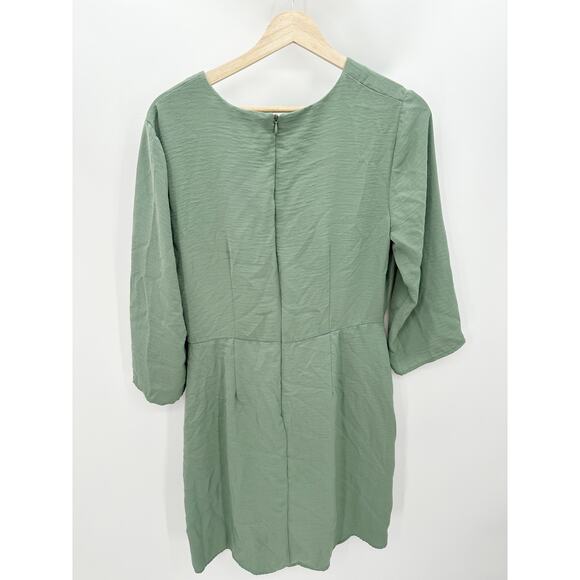 Cato Womens Sage Green Dress Size M Belted Boho 3/4 Sleeve Church Weekend - Picture 2 of 7